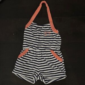 Juicy Couture Navy and Coral Striped Kids Romper
